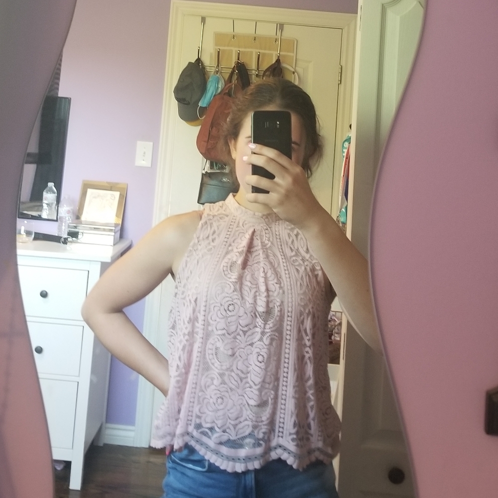 light pink lace top